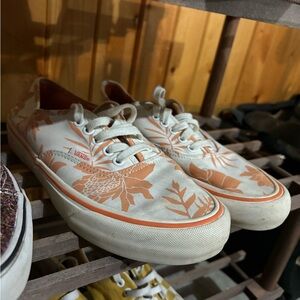 Vans Floral Canvas Sneakers - Orange and White